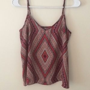 Patterned, thin-strapped tank.